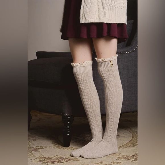 Lace Trim Mocha Boot Socks - Picture 2 of 2